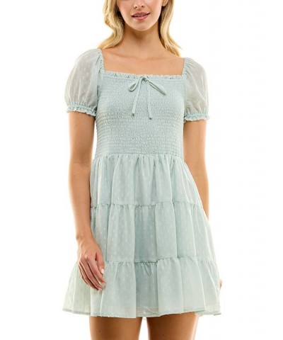 Juniors' Clip-Dot Smocked Dress Sage $34.81 Dresses