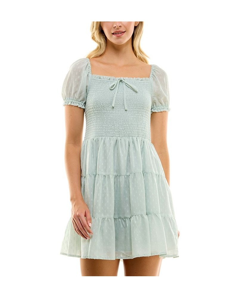 Juniors' Clip-Dot Smocked Dress Sage $34.81 Dresses