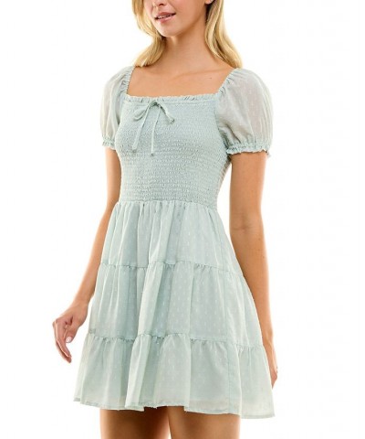 Juniors' Clip-Dot Smocked Dress Sage $34.81 Dresses