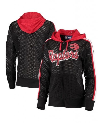 Women's Black and Red Toronto Raptors Top of the Key Foil Mesh Full-Zip Hoodie Black, Red $28.60 Sweatshirts