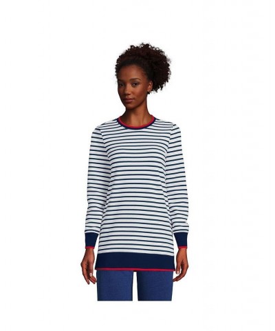 Women's Serious Sweats Crewneck Long Sleeve Sweatshirt Tunic White/navy stripe $46.72 Tops