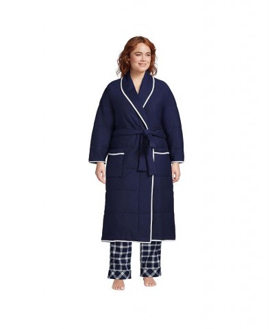 Women's Plus Size Quilted Robe Deep sea navy $68.13 Sleepwear