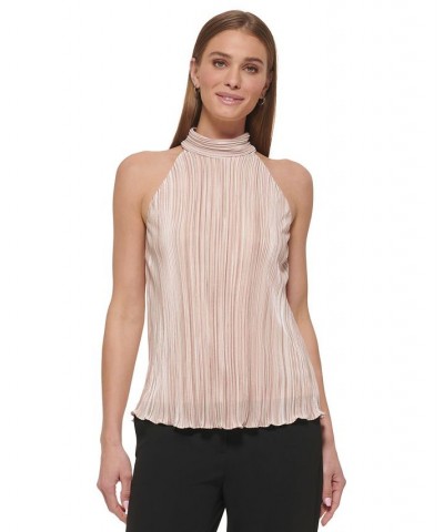 Women's Mock Neck Textured Sleeveless Top Cream / Sand $26.55 Tops