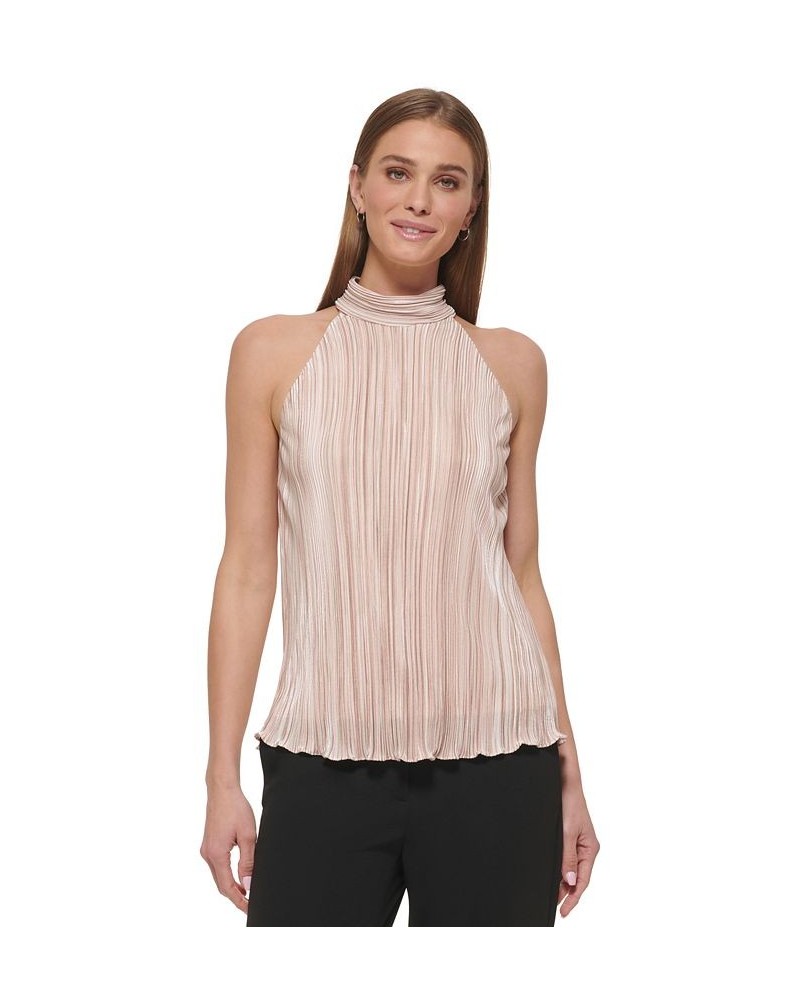 Women's Mock Neck Textured Sleeveless Top Cream / Sand $26.55 Tops