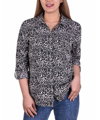 Women's 3/4 Roll Tab Shirt with Pockets Gray Snowcat $16.32 Tops