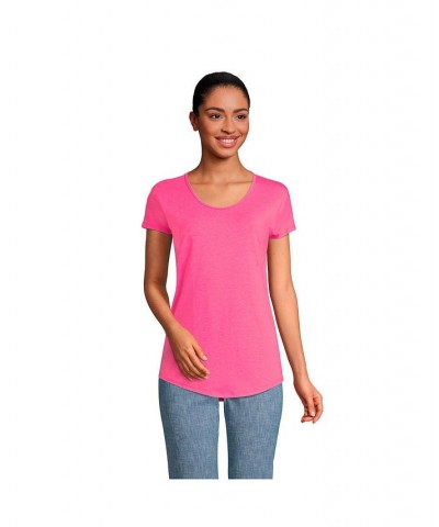 Women's Short Sleeve Lightweight Uneck Tshirt Hot pink $17.46 Tops