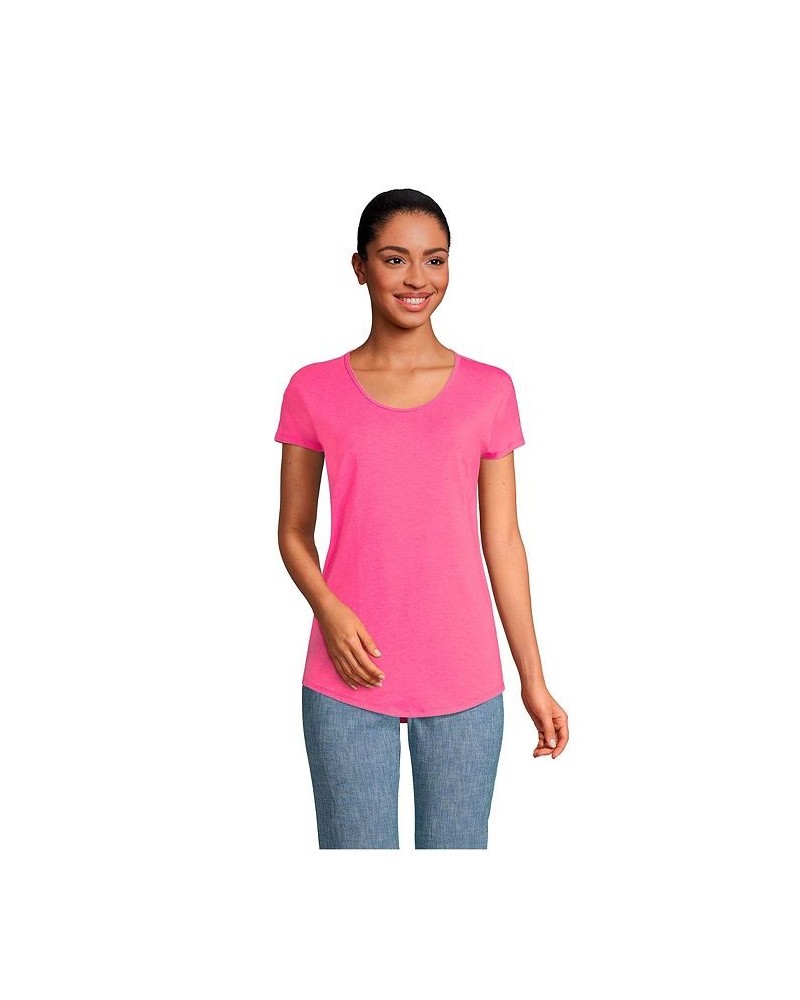 Women's Short Sleeve Lightweight Uneck Tshirt Hot pink $17.46 Tops