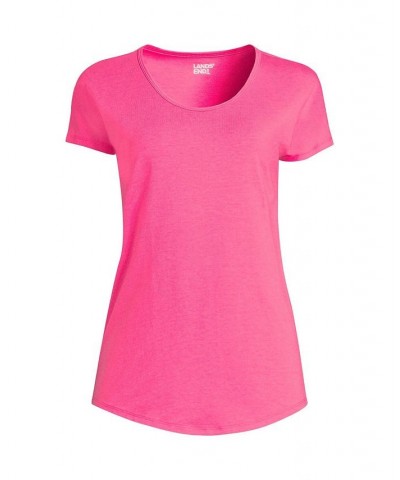 Women's Short Sleeve Lightweight Uneck Tshirt Hot pink $17.46 Tops