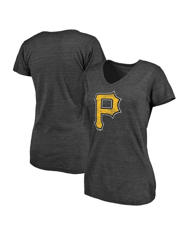 Women's Heathered Charcoal Pittsburgh Pirates Core Weathered Tri-Blend V-Neck T-shirt Heather Charcoal $22.94 Tops