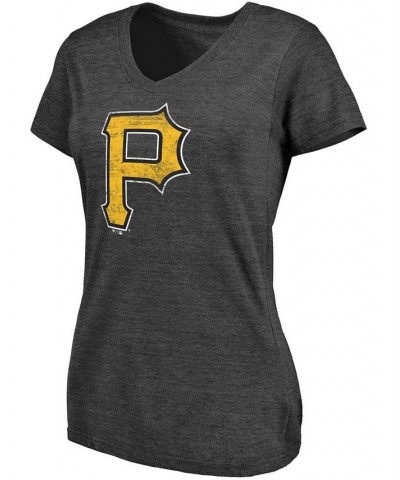 Women's Heathered Charcoal Pittsburgh Pirates Core Weathered Tri-Blend V-Neck T-shirt Heather Charcoal $22.94 Tops