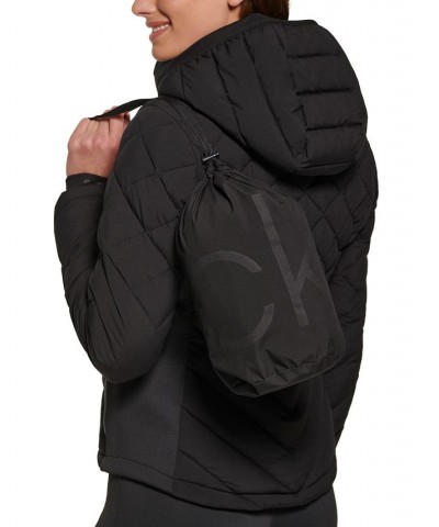 Women's Hooded Packable Puffer Coat Black $67.20 Coats