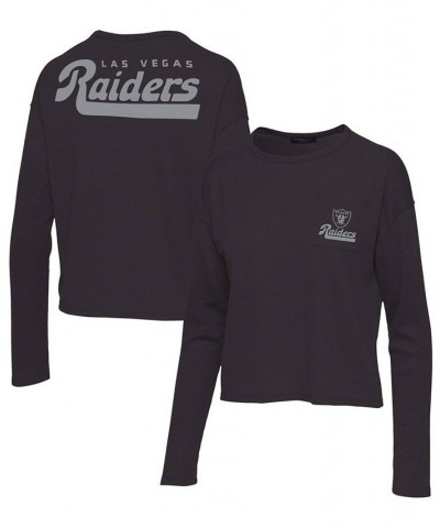 Women's Black Las Vegas Raiders Pocket Thermal Long Sleeve T-shirt Black $29.69 Tops