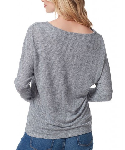 Women's Giana Long-Sleeve Boatneck Top Blue $26.85 Tops