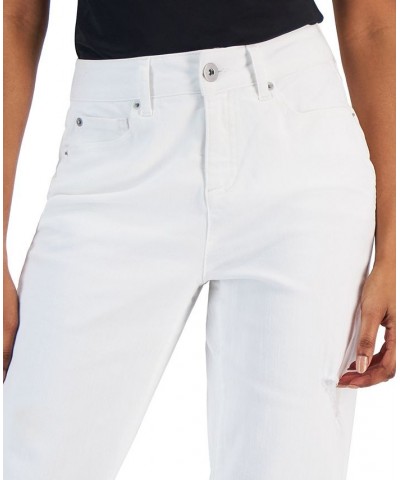 Women's Mid Rise Ripped Boyfriend Jeans Washed White $25.99 Jeans