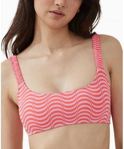 Juniors' Printed Scoop-Neck Cropped Bikini Top Geo Bright Scrunch $14.70 Swimsuits