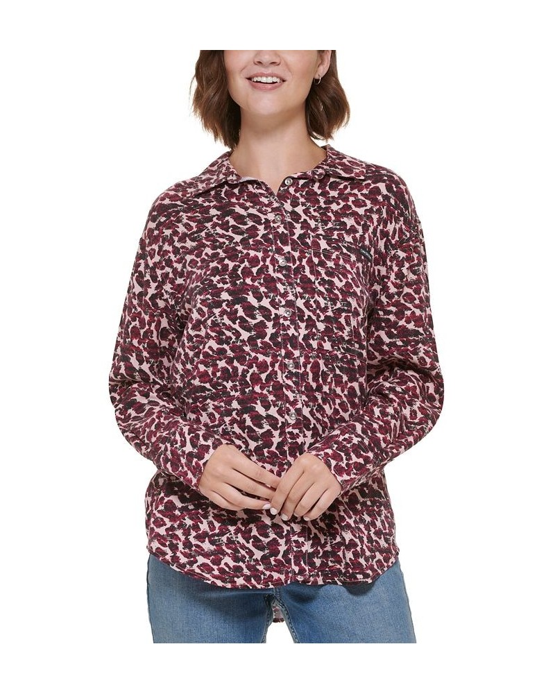 Women's Long Sleeve Animal-Print Boyfriend Shirt Enchant Combo $24.20 Tops