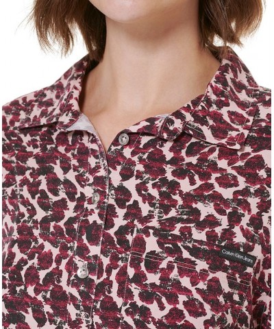 Women's Long Sleeve Animal-Print Boyfriend Shirt Enchant Combo $24.20 Tops