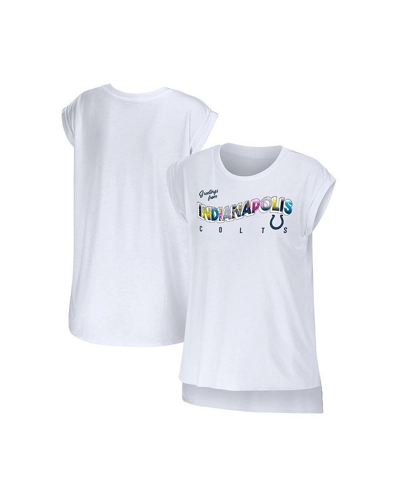 Women's White Indianapolis Colts Greetings From Muscle T-shirt White $20.00 Tops