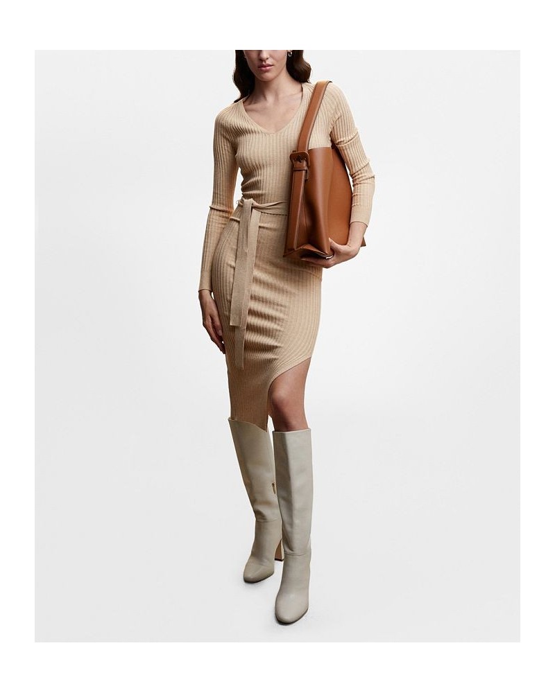 Women's V-Neckline Dress Tan/Beige $32.90 Dresses