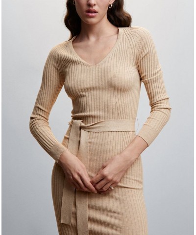 Women's V-Neckline Dress Tan/Beige $32.90 Dresses