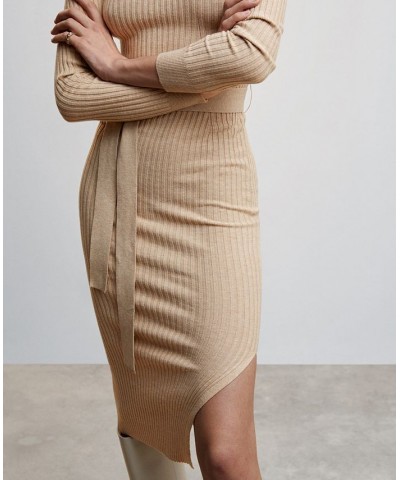 Women's V-Neckline Dress Tan/Beige $32.90 Dresses