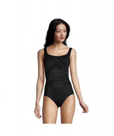 Women's Long SlenderSuit Carmela Tummy Control Scoop Neck One Piece Swimsuit Black $66.63 Swimsuits