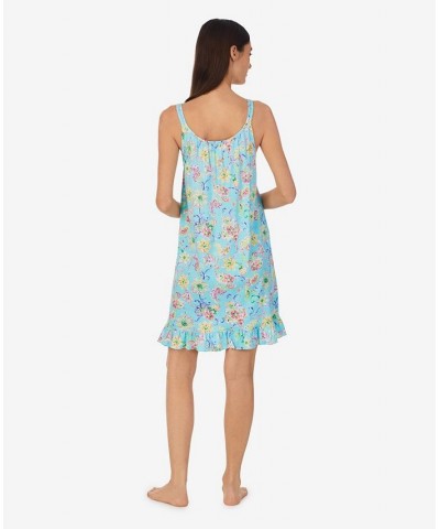 Women's Double Strap Ruffle Hem Gown Aqua Floral $33.04 Sleepwear