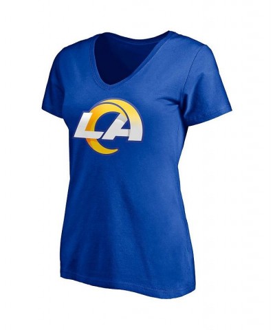 Women's Branded Aaron Donald Royal Los Angeles Rams Player Icon Name and Number V-Neck T-shirt Royal $21.44 Tops