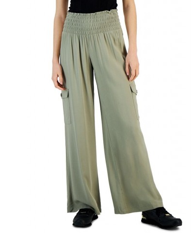 Juniors' Cargo Boardwalk Pull-On Wide-Leg Pants Green $16.53 Pants