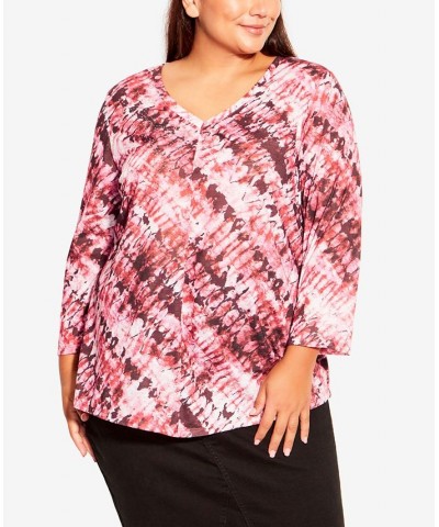 Plus Size Tie Dye Print Top Pink Tribe Tie Dye $22.14 Tops