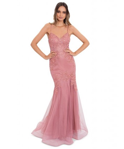 Embroidered Embellished Mermaid Dress Pink $107.64 Dresses