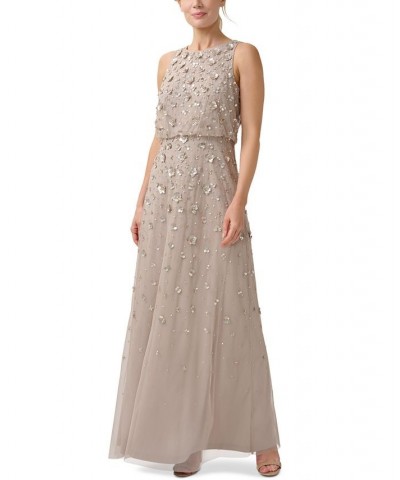 Beaded Sequined Gown Marble $74.09 Dresses