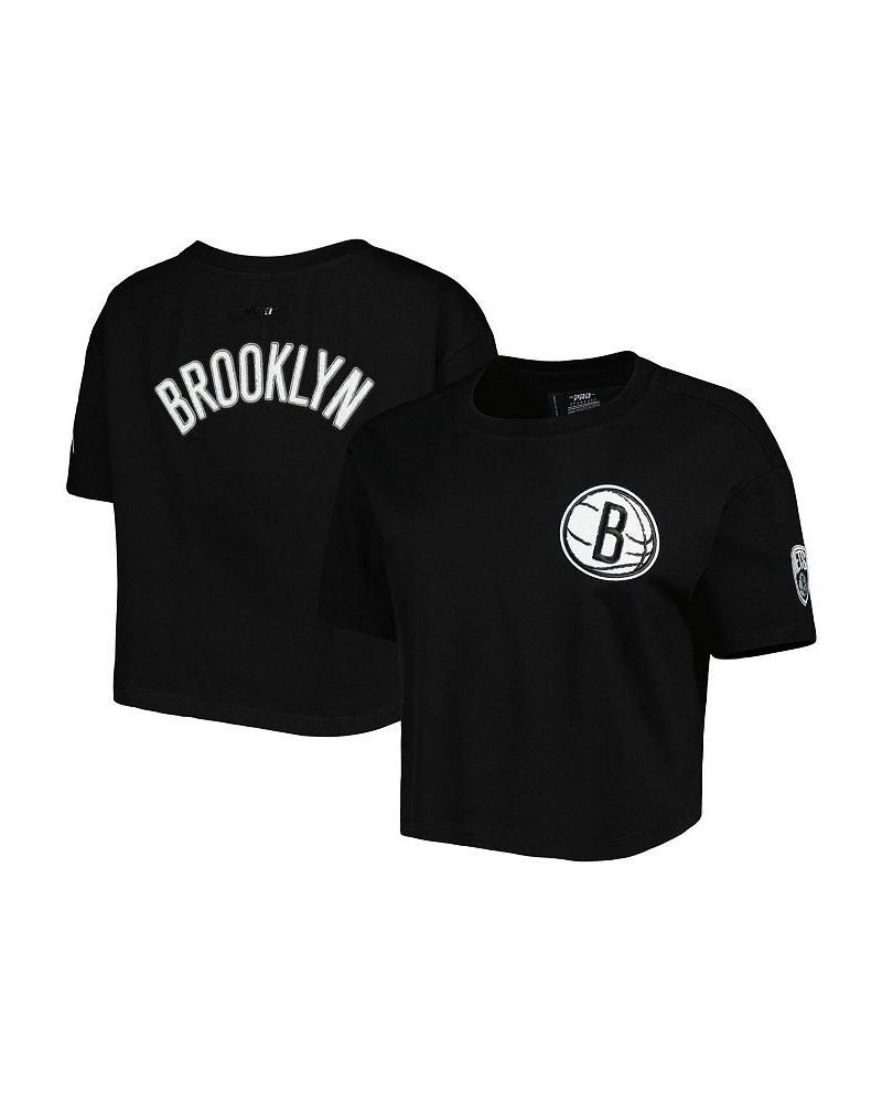 Women's Black Brooklyn Nets Classics Boxy T-shirt Black $28.49 Tops