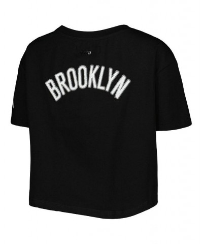 Women's Black Brooklyn Nets Classics Boxy T-shirt Black $28.49 Tops