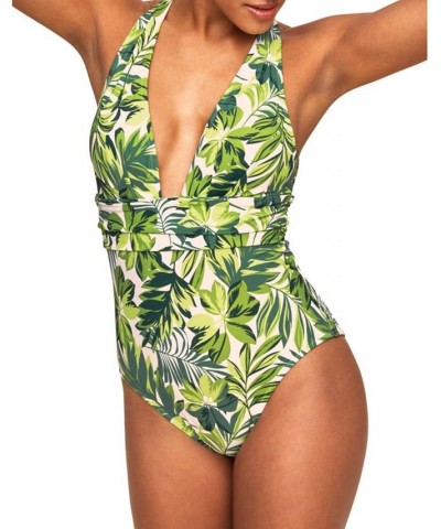 Monroe Women's Swimwear One-Piece Tropical green $31.48 Swimsuits