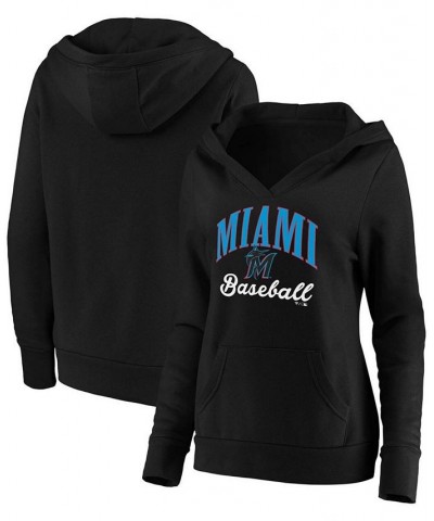 Plus Size Black Miami Marlins Victory Script Crossover Neck Pullover Hoodie Black $36.00 Sweatshirts