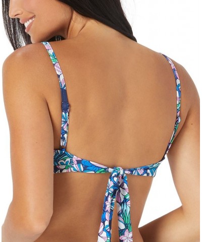 Beka Floral-Print Bow Bikini Top Azure $25.64 Swimsuits