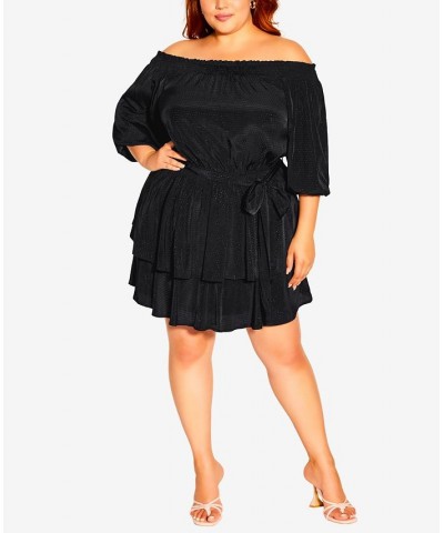 Plus Size Cute Frills Dress Black $60.63 Dresses