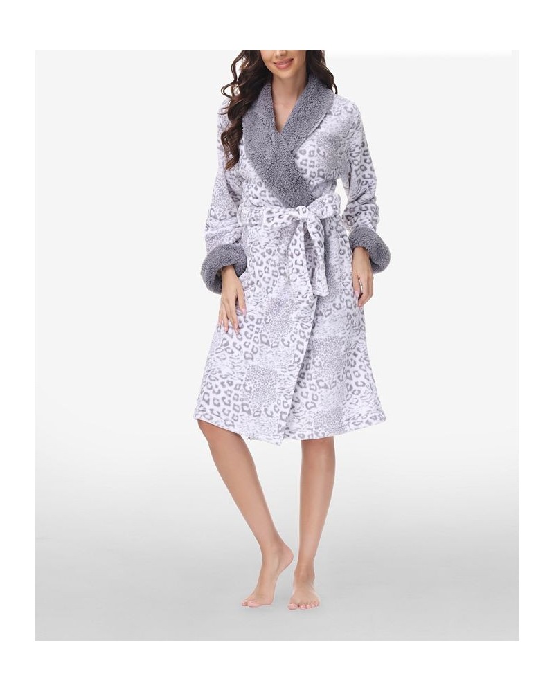 Women's Printed Plush Robe Mixed Animal $25.91 Sleepwear