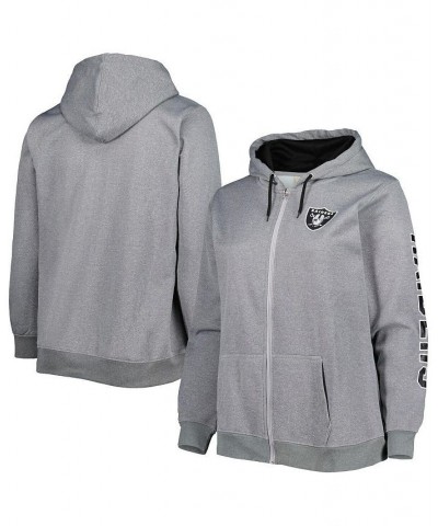 Women's Heather Charcoal Las Vegas Raiders Plus Size Fleece Full-Zip Hoodie Jacket Heather Charcoal $38.00 Jackets