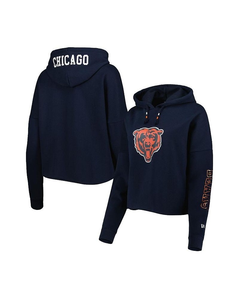 Women's Navy Chicago Bears Foil Sleeve Pullover Hoodie Navy $42.11 Sweatshirts