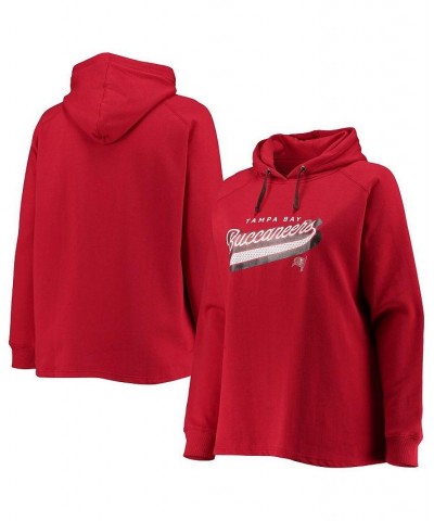 Women's Branded Red Tampa Bay Buccaneers Plus Size First Contact Raglan Pullover Hoodie Red $33.12 Sweatshirts