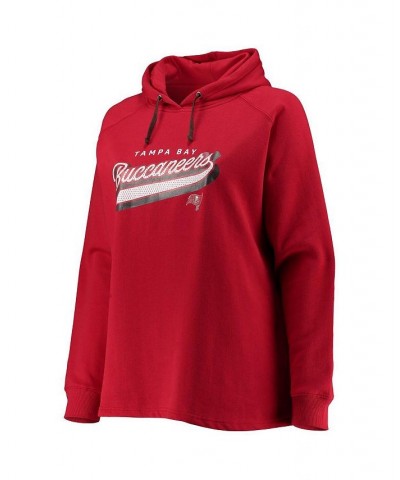 Women's Branded Red Tampa Bay Buccaneers Plus Size First Contact Raglan Pullover Hoodie Red $33.12 Sweatshirts