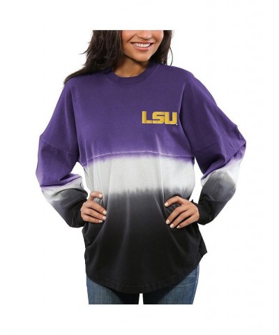 Women's Purple LSU Tigers Ombre Long Sleeve Dip-Dyed T-shirt Purple $44.65 Tops