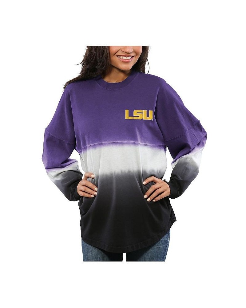 Women's Purple LSU Tigers Ombre Long Sleeve Dip-Dyed T-shirt Purple $44.65 Tops