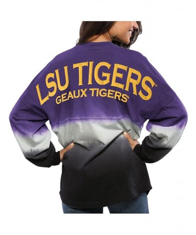 Women's Purple LSU Tigers Ombre Long Sleeve Dip-Dyed T-shirt Purple $44.65 Tops