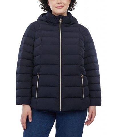 Women's Plus Size Hooded Packable Down Puffer Coat Blue $95.00 Coats