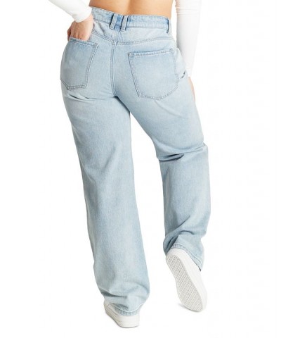 Juniors' Ripped High-Rise Dad Jeans Light Wash $14.70 Jeans