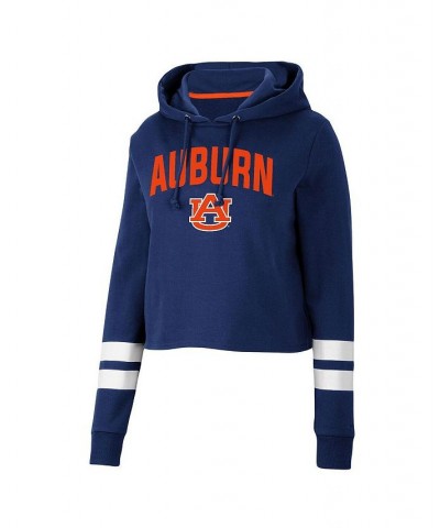 Women's Navy Auburn Tigers Throwback Stripe Cropped Pullover Hoodie Navy $24.60 Sweatshirts