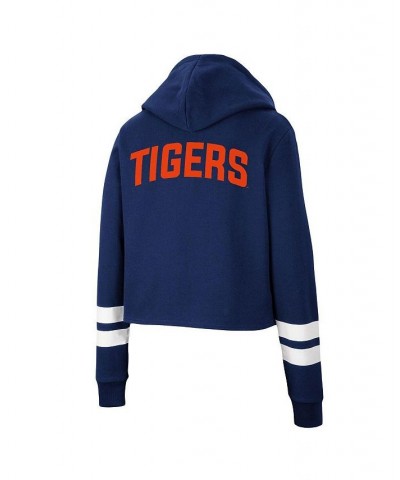 Women's Navy Auburn Tigers Throwback Stripe Cropped Pullover Hoodie Navy $24.60 Sweatshirts